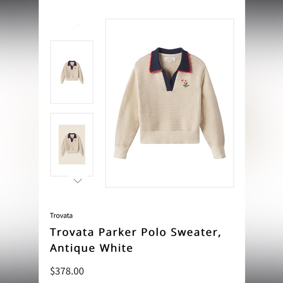 Trovata Birds Of Paradis NWT XS Parker Polo Sweater Antique White - Picture 10 of 10